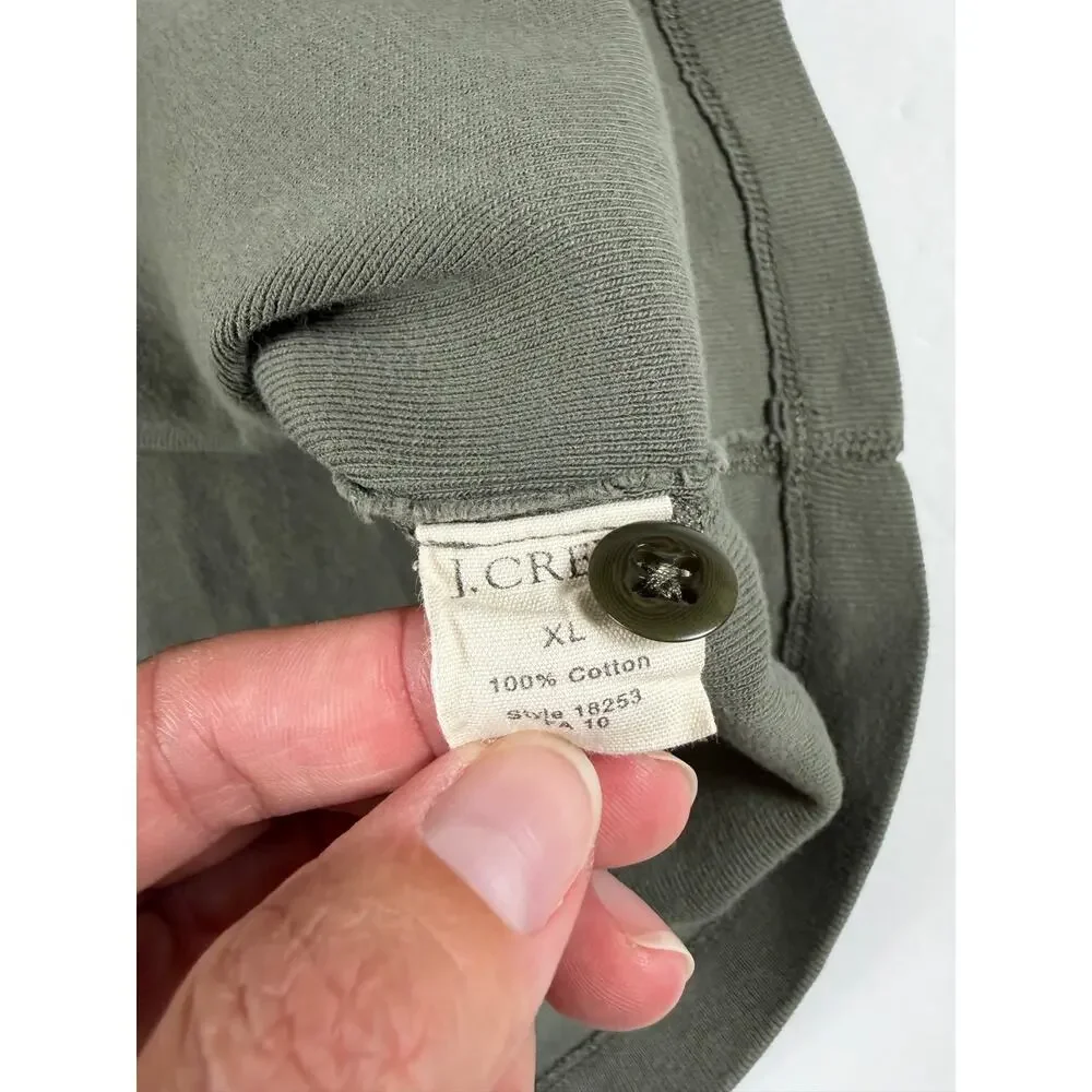 J.Crew Long Sleeve Cotton Henley Olive Green XL